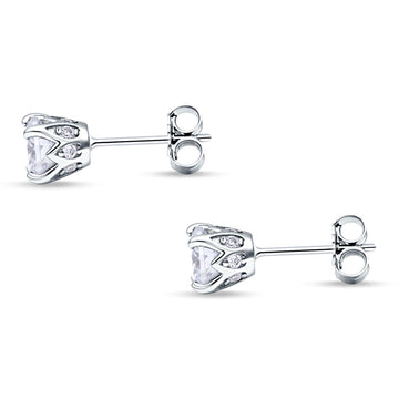 Round Hidden Halo Stud Earring Cubic Zirconia 925 Sterling Silver Wholesale